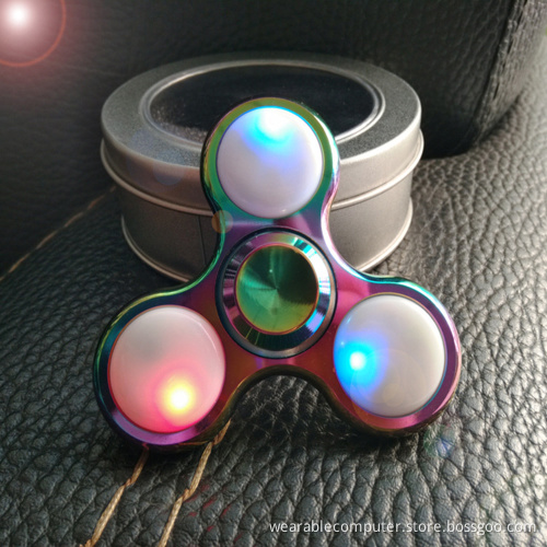 New Relieve Stress EDC Fidget hand spinner toys with LED flash light Metal Fingertip Gyro